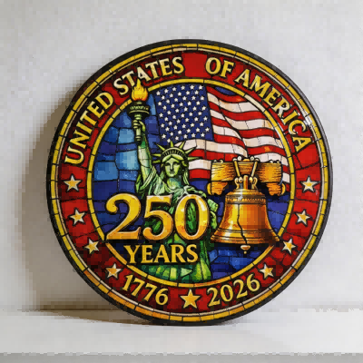 CouldNook Suncatcher-USA 250th Anniversary Statue of Liberty Stained Glass Sun Catcher Hanging Ornament