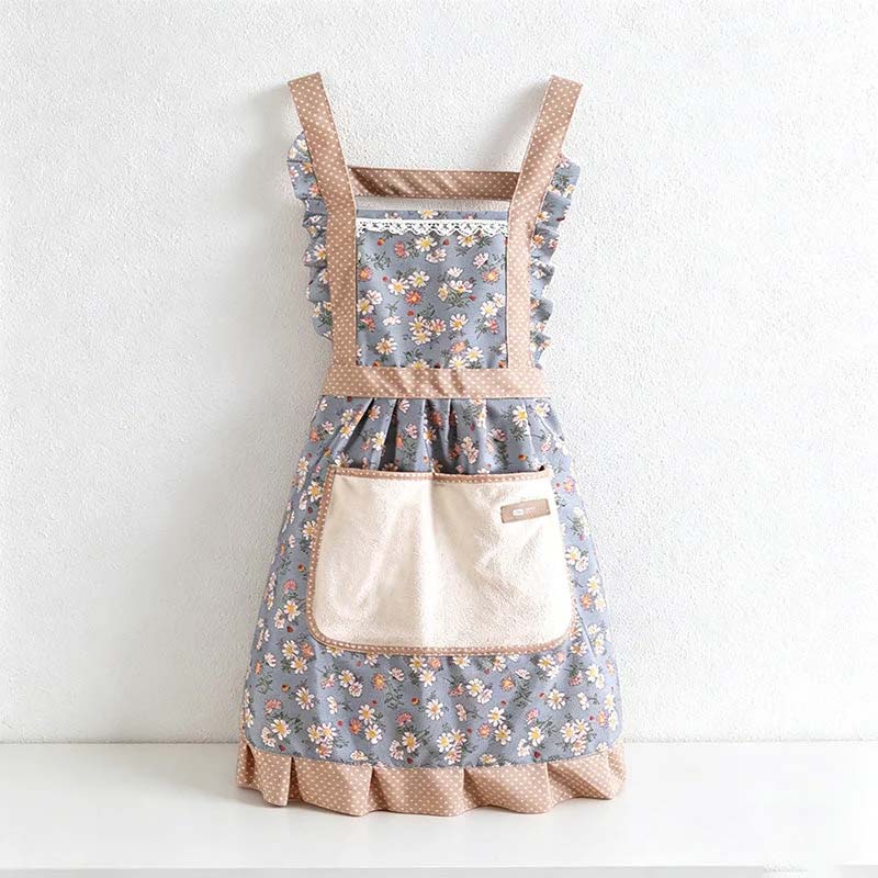 Floral Princess Apron - Polyester Backband Kitchen Apron