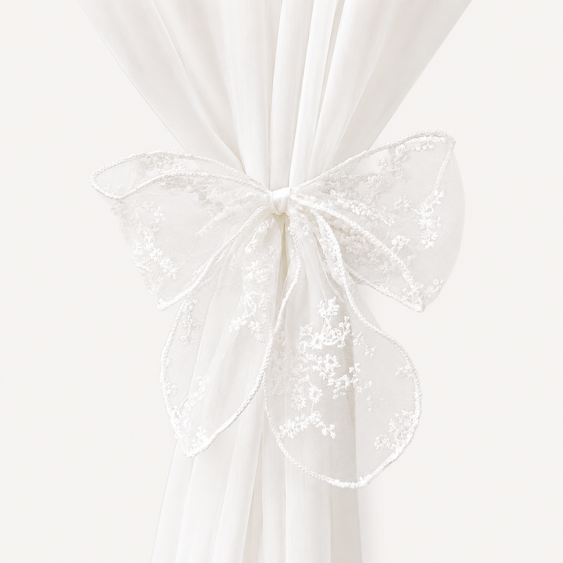 CouldNook Lace Bow Curtain Tieback 2PCS Set - Window Styling Accent