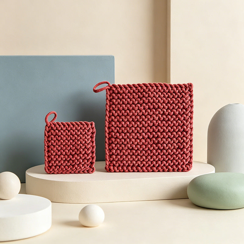 CouldNook Japanese Chunky Knit Trivet - Minimalist Woven Square Mat