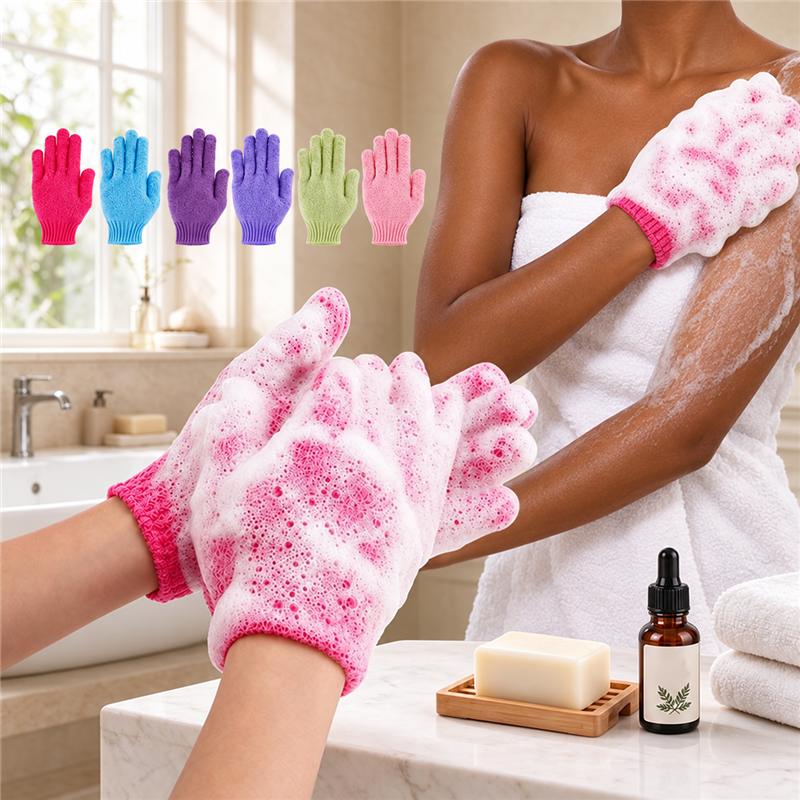 CouldNook Bath Glove - Looped Texture and Ribbed Wrist Cuff