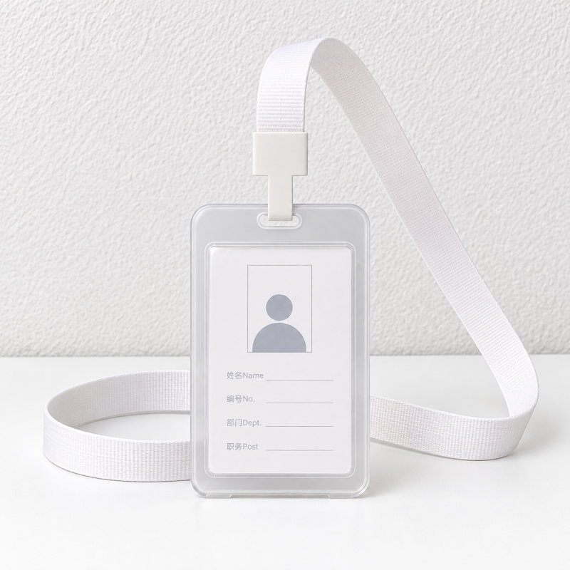 Clear Badge Holder - Hinged Case and Colored Lanyard