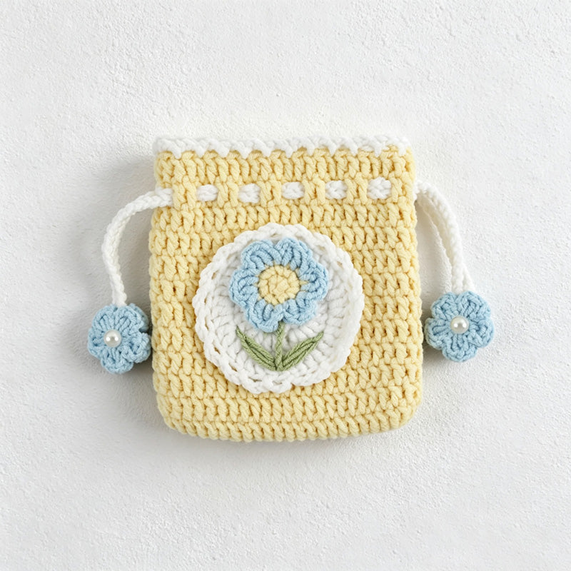 CouldNook Yarn Applique Drawstring Pouch - Fruit and Flower Designs