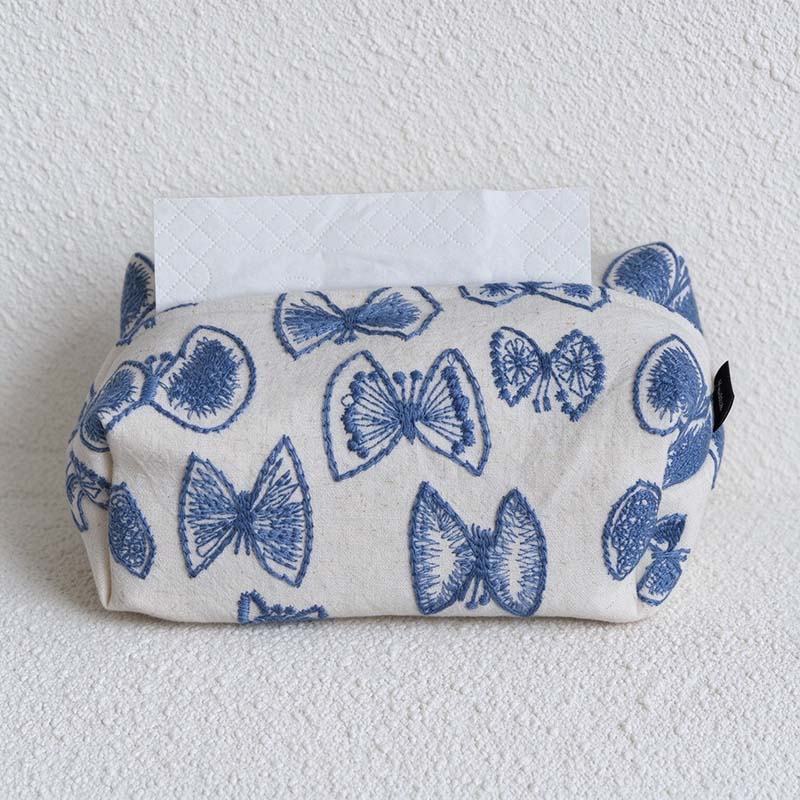 CouldNook Butterfly Tissue Box Cover - Embroidered Wings And Folded Sides
