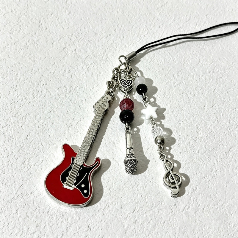 CouldNook Guitar and Microphone Beaded Phone Charm - Music Motifs