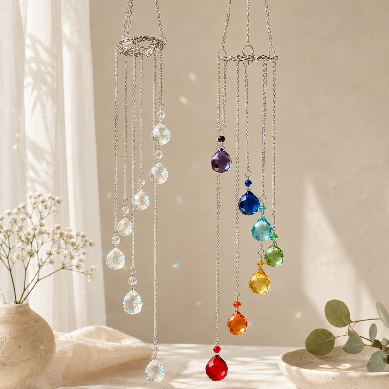 CouldNook Crystal Drop Wind Chime Ornament - Double Ring Frame