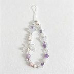 CloudNook Purple Bow Phone Lanyard‑Crystal Beaded Wrist Charm
