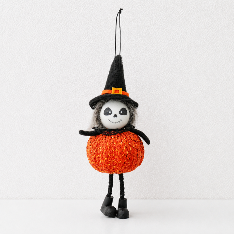 CouldNook Halloween Pumpkin-Body Doll Ornament - Sparkling Round Silhouette