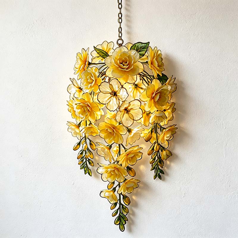 CouldNook Acrylic Floral Window Hanging - Cascading Blossoms And Leaves