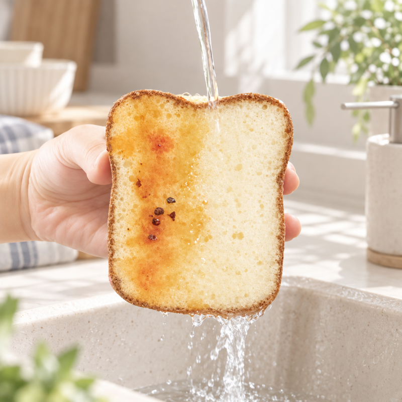 Sandwich Dishwashing Sponge with Layered Filling Details