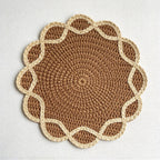 CouldNook Scalloped Paper Placemat - Woven Center And Looping Contrast Border