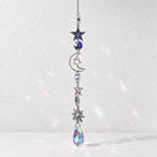 CouldNook Celestial Suncatcher - Silver-Toned Motifs and Linked Faceted Decorations