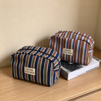 CouldNook Striped Makeup Organizer - Woven Texture And Wide Opening