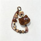 CloudNook Beaded Phone Wrist Strap-Plush Cartoon Cat Pendant