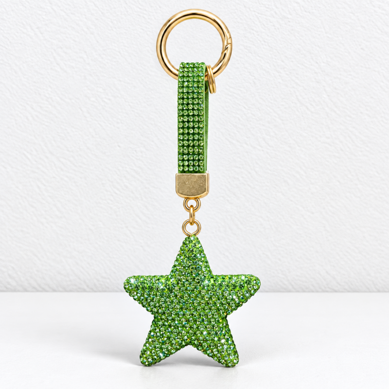 CouldNook Star Keychain - Raised Rhinestone Shape and Matching Decorative Strap