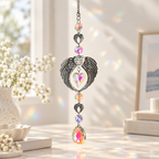 CouldNook Angel Wing Hanging - Faceted Heart And Teardrop Bead Detail