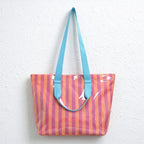 Glossy Striped Shoulder Tote