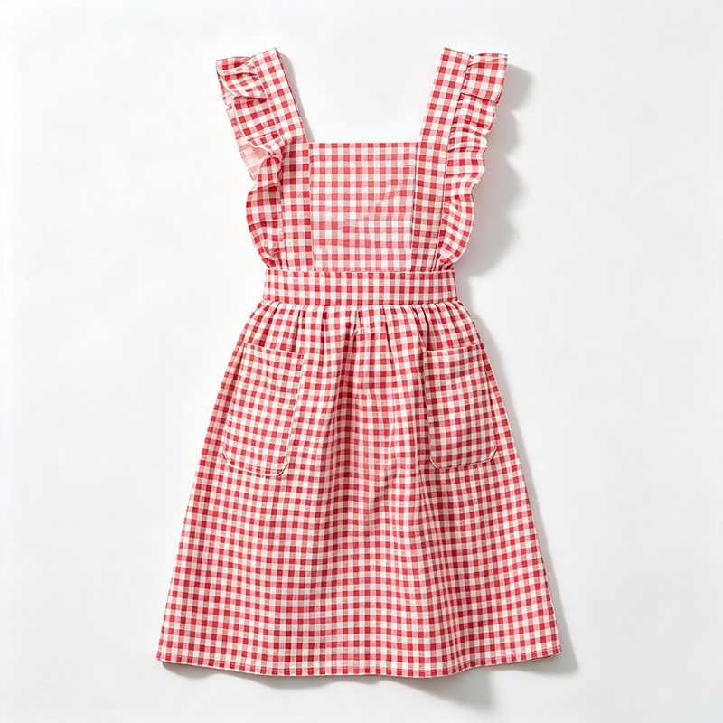 CouldNook Gingham Crossback Apron - Heart Pocket Garden Layer