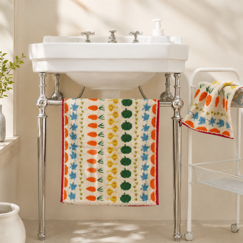 CouldNook Produce Pattern Cotton Towel - Colorful Fruit and Vegetable Designs