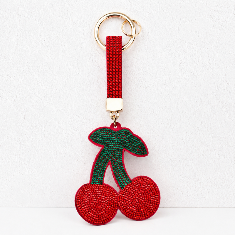 CouldNook Rhinestone Cherry Keychain - Fruit Bag Charm
