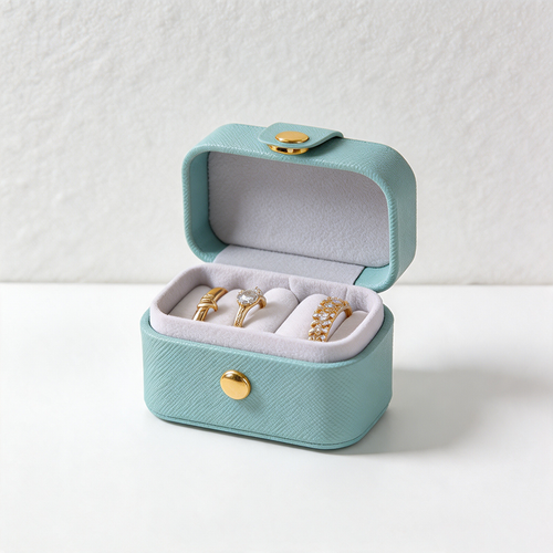 CloudNook Button Closure Jewelry Box‑Mini Travel Ring Case
