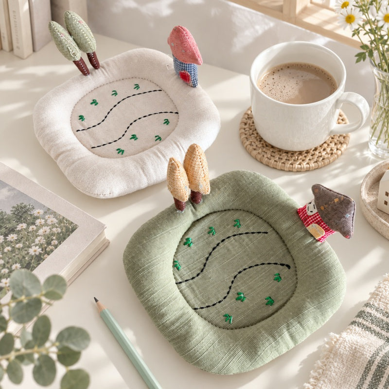 CouldNook Landscape Fabric Coaster - Winding Path and Woodland Details