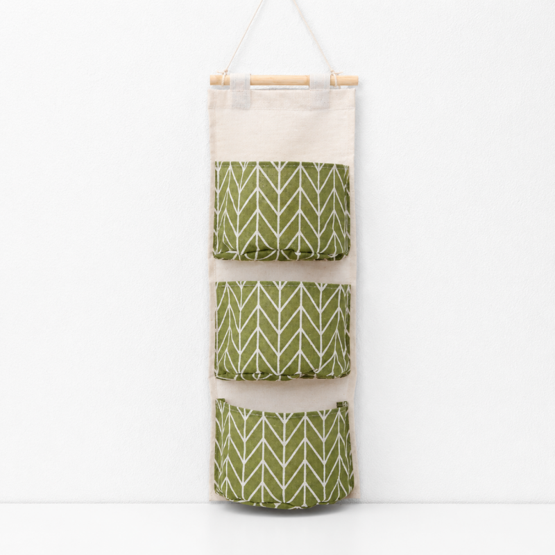 CouldNook Three-Pocket Hanging Organizer - Printed Fabric Wall Pockets