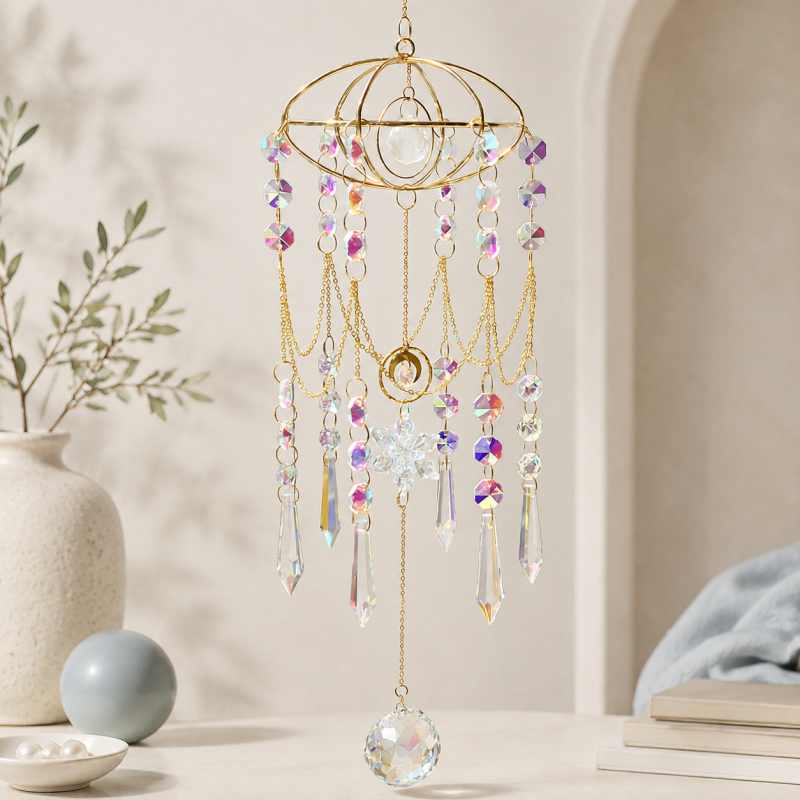 CouldNook Orbital Crystal Suncatcher Ornament - Cascading Iridescent Drops