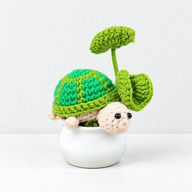 CouldNook Crocheted Character Pot Ornament - Colorful Figures And White Pots