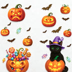 CouldNook Halloween Pumpkin Static Window Clings‑Jack‑O‑Lantern Candy Party Decor