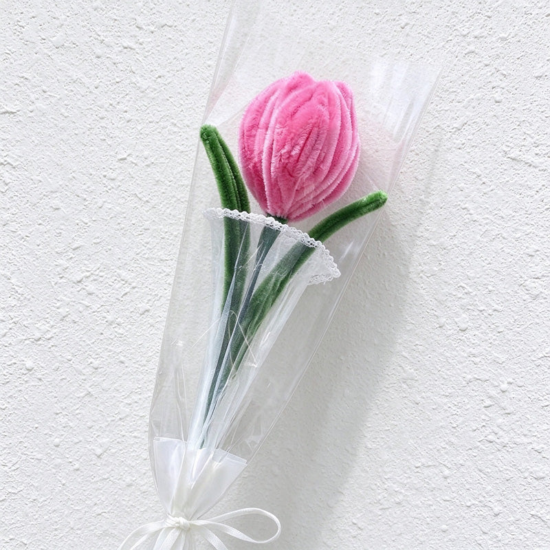 Artificial Tulip Stem with Sheer Gift Wrap