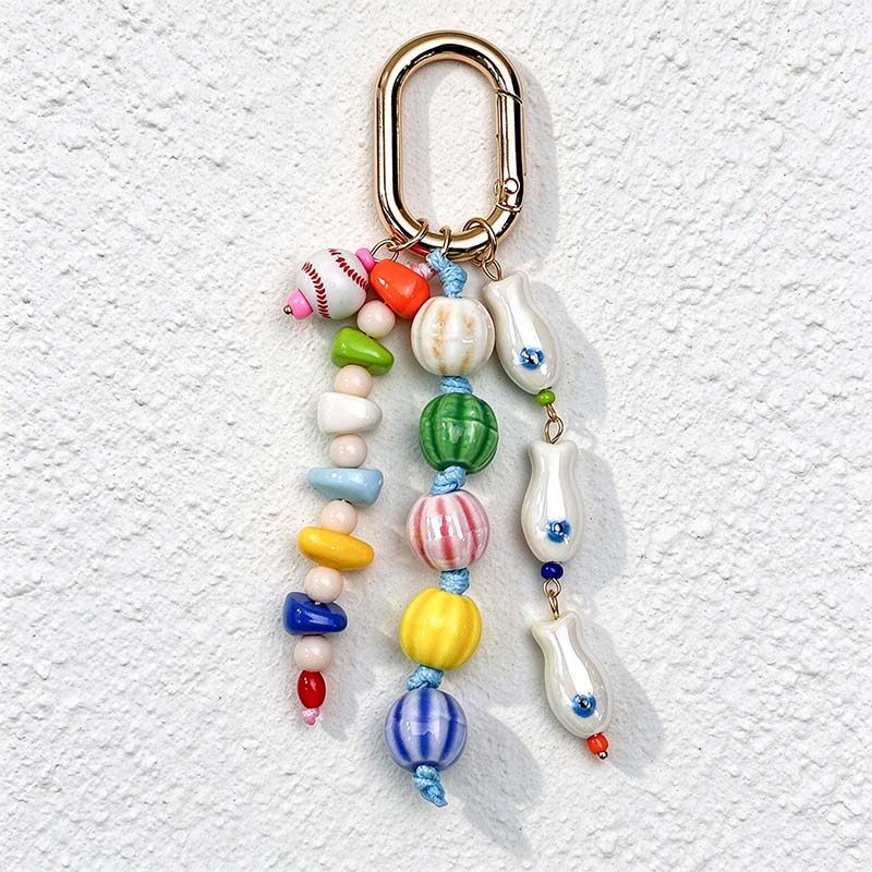 CouldNook Beaded Bag Charm - Colorful Fish Details and Oval Clip