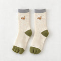 CouldNook Patterned Split-Toe Socks - Rabbit Motifs And Contrast Toe Sections