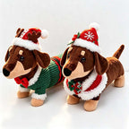 CouldNook Christmas Dachshund Plush Figure - Long Body and Festive Outfit