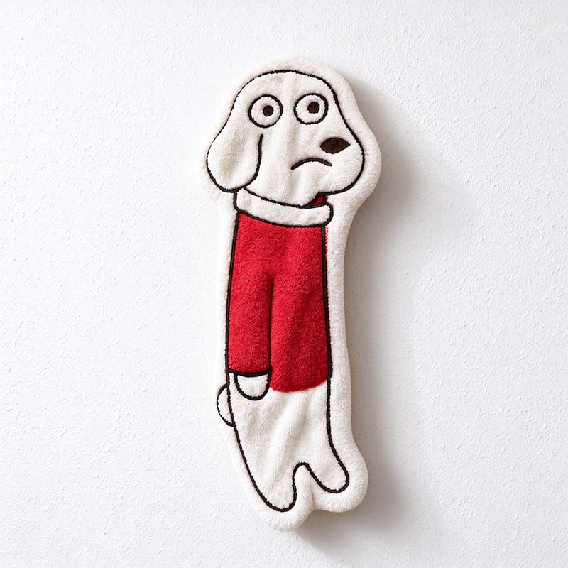 CouldNook Dog Hanging Hand Towel - Long Silhouette And Embroidered Outline