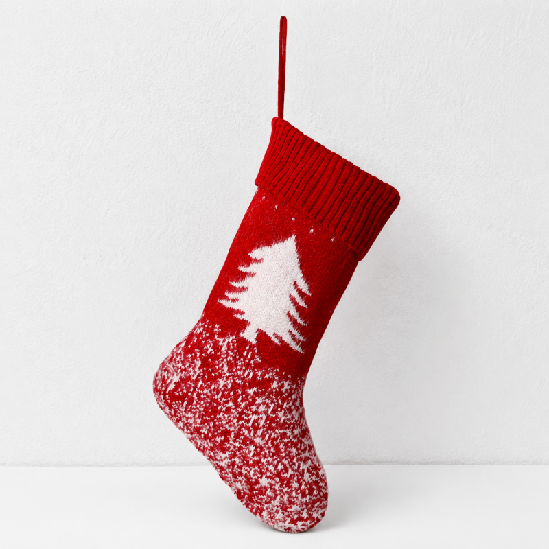 CouldNook Knit Christmas Stocking - Winter Motif and Ribbed Folded Cuff