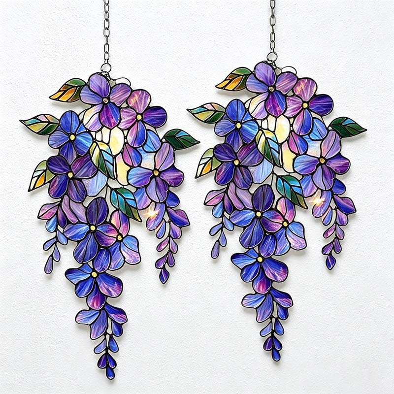 CouldNook Acrylic Floral Window Hanging - Outlined Petals And Trailing Sprigs