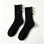 CloudNook Breathable Butterfly Mesh Bow Mid-Calf Crew Socks
