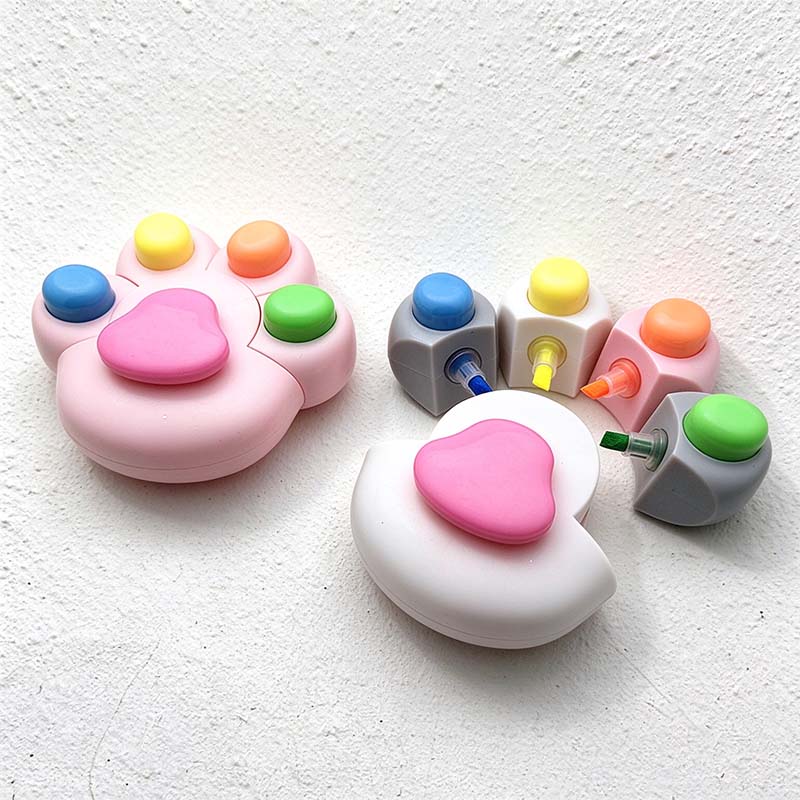 CouldNook Paw Highlighter Set - Removable Color Tips And Rounded Holder
