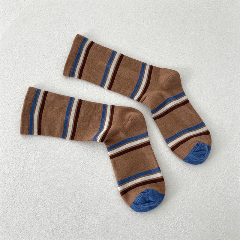 CouldNook Striped Crew Socks-Horizontal Stripe Pattern