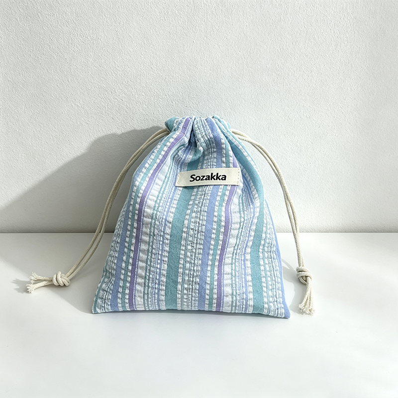 CouldNook Striped Drawstring Organizer Bag - Soft Storage Pouch