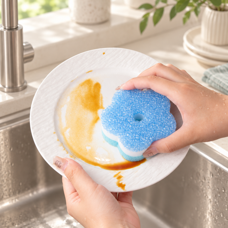 Christmas Temperature-Sensitive Dishwashing Sponges with Smiling Faces