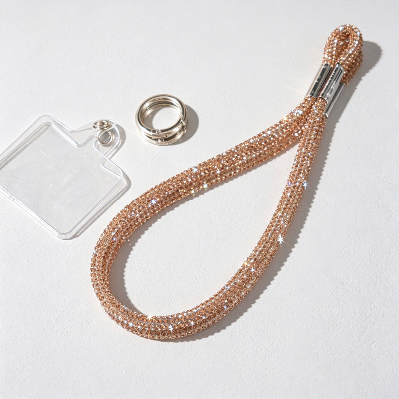 CouldNook Rhinestones Set Wrist Phone Strap with Closely Set Reflective Stones
