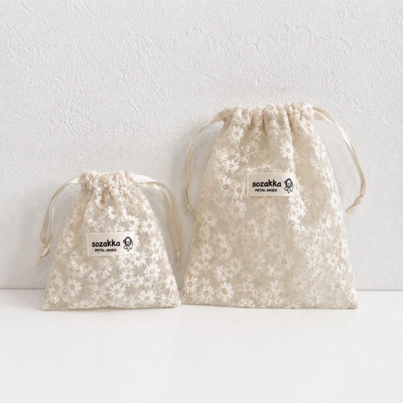 CouldNook Daisy Mesh Drawstring Organizer Bag - Ribbon Closure