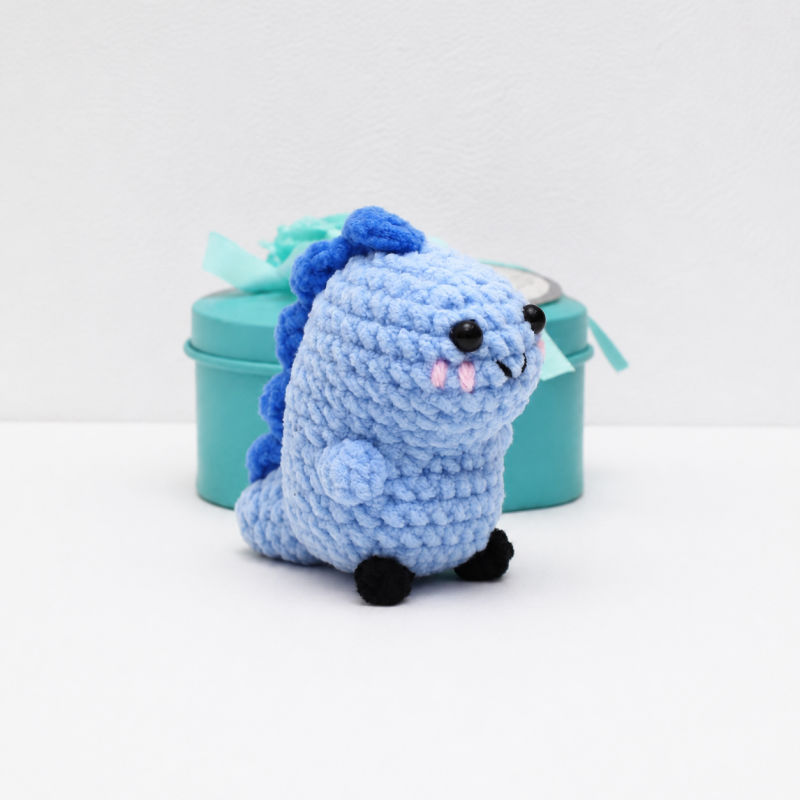 CouldNook Rounded Dinosaur Figure Keychain - Bell Clip Attachment