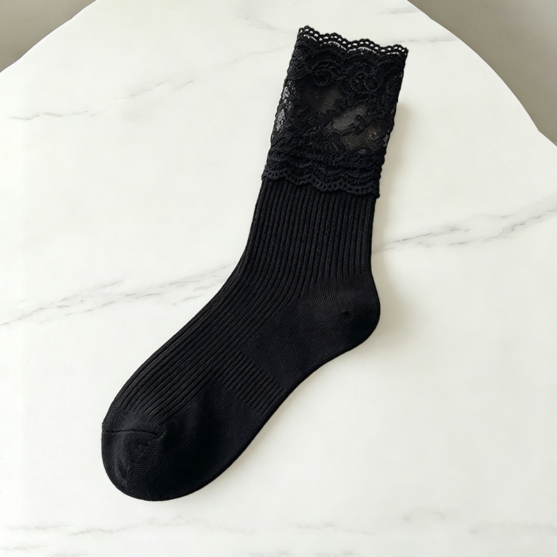 CouldNook Lace Cuff Slouch Socks - Soft Shoe Accent