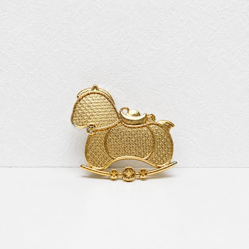 Golden Rocking Horse Pendant - DIY Fortune Charm