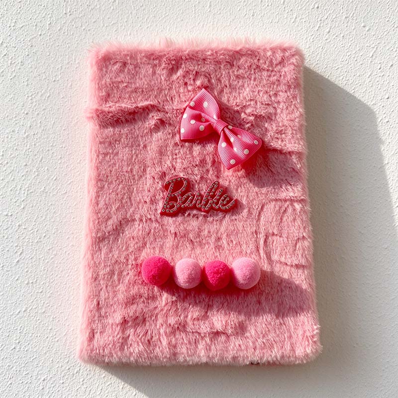 CouldNook Plush Bow Notebook - Dotted Ribbon And Decorative Cover Accents