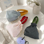 CouldNook Striped Drawstring Handbag‑Portable Drawstring Pouch for Cosmetics & Daily Items
