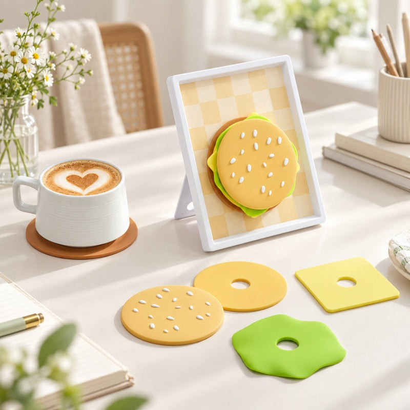 CouldNook Burger Trivet Set - Layered Mats and Storage Frame